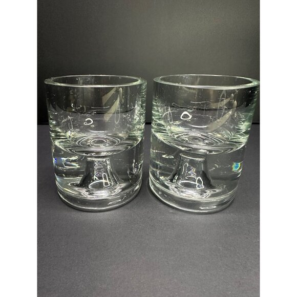 Vintage Whiskey Glasses or Candle Votive Holders Set of 2 Krosno Style Unmarked - Picture 1 of 8